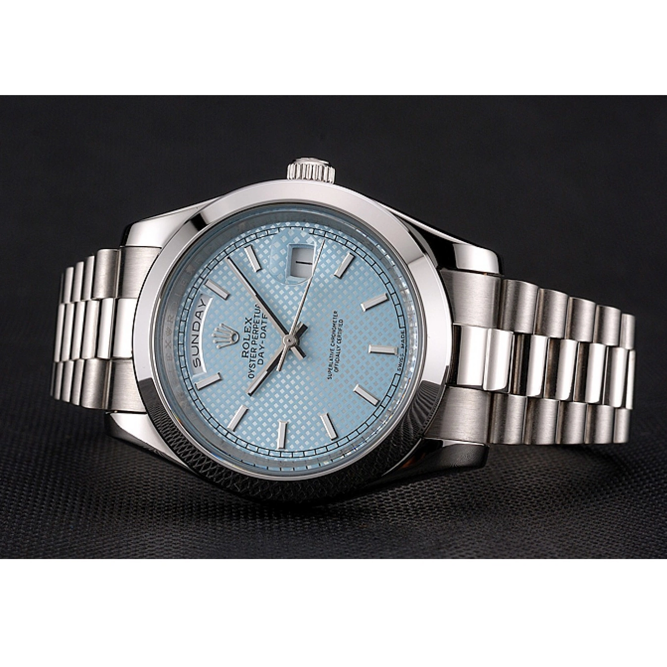 Rolex copies cheap Case Stainless Date Blue And Rolex Steel Day Ice Bracelet 40 Dial 0823